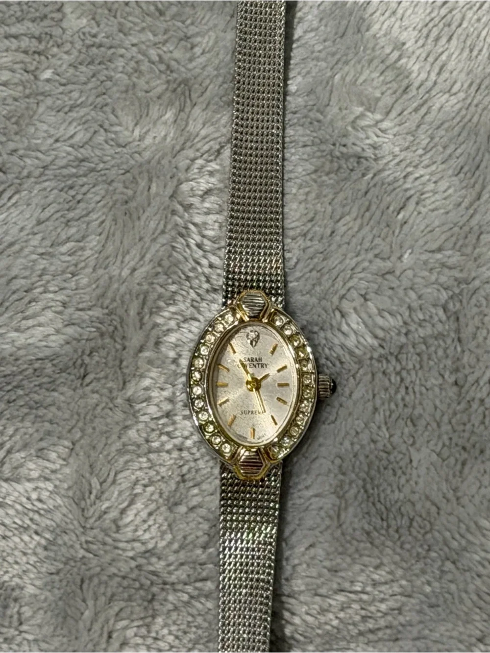 Sarah Coventry Two-Tone Crystal Mesh Bracelet Watch